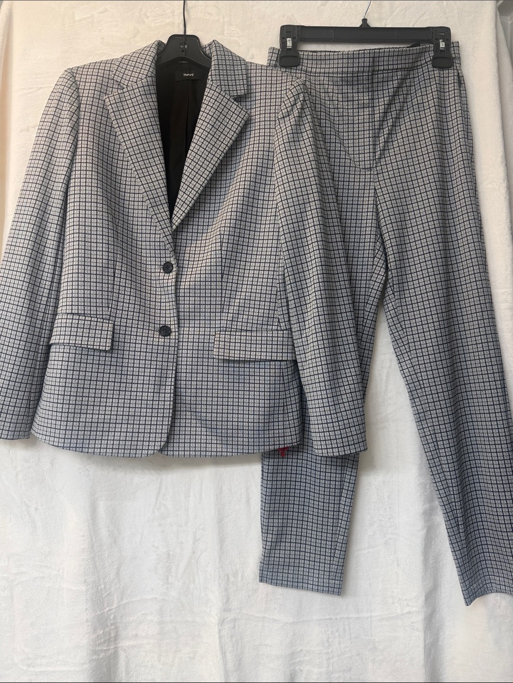 Theory Gray Checked Two-Piece Suit Blazer & Trousers
